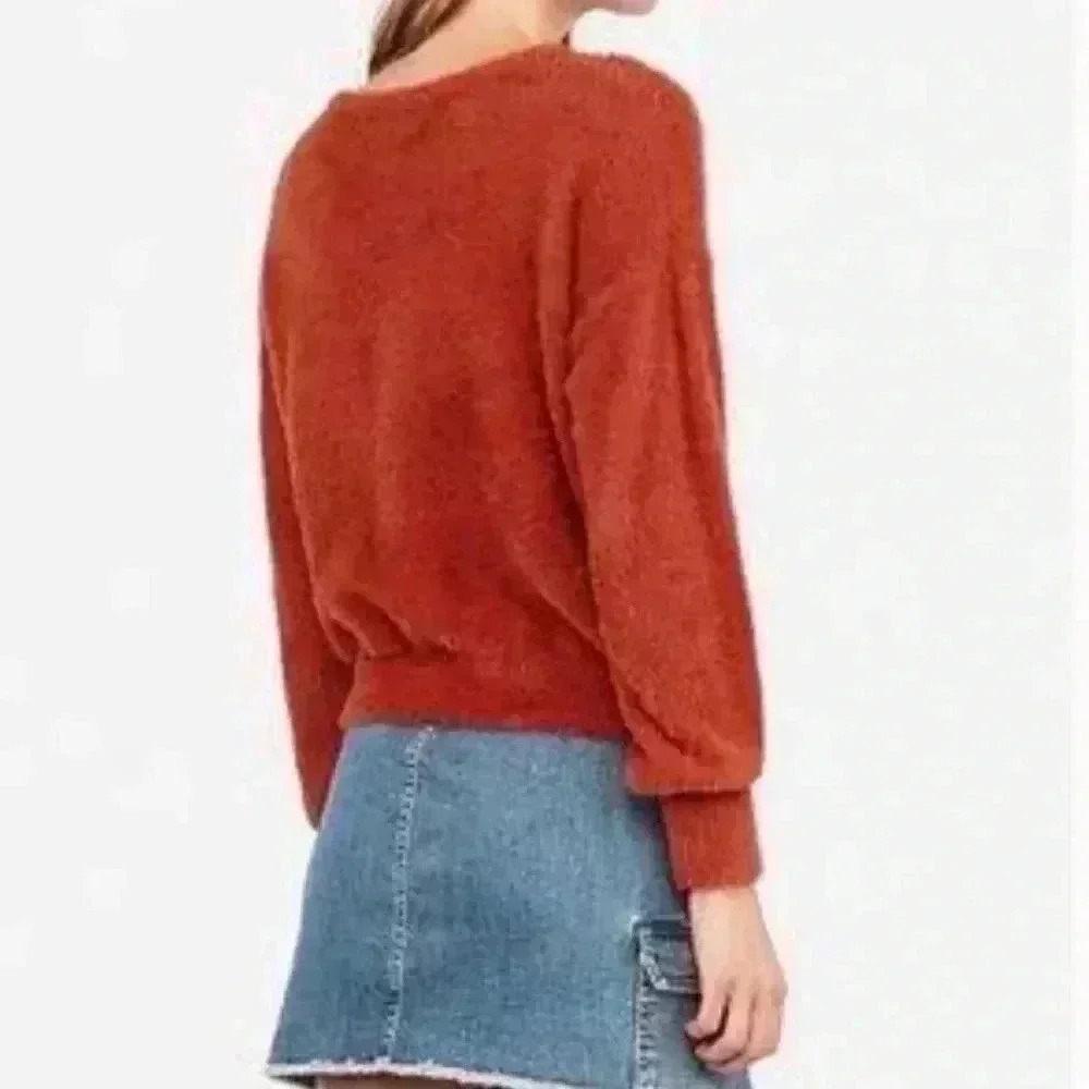 Burnt/rust orange Express fluffy sweater with full sleeves (extremely soft!) - Picture 2 of 6